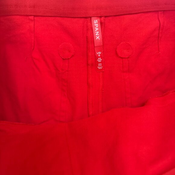 Spanx On-the-Go Cropped Wide Leg Ankle Pants in True Red Women's size L Petite - Picture 5 of 10
